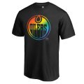 Men's Edmonton Oilers Fanatics Branded Black Rainbow Pride T-Shirt