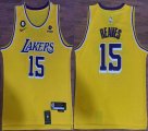 Nike Los Angeles Lakers #15 Austin Reaves yellow NBA Jersey with 6 Patch