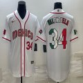 2023 World Cup Mexico #34 Fernando Valenzuela white majestic baseball jerseys 05