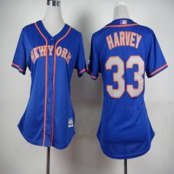 women New York Mets #33 Matt Harvey Blue MLB Jerseys away