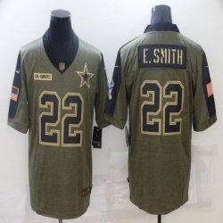 Nike Dallas Cowboys #22 E.Smith green 2021 Salute to Service Limited Jersey