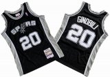 San Antonio Spurs 20# Manu Ginobili black throwback nba basketball jersey