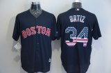 Boston Red Sox # 34 David Ortiz dark blue usa flag majestic mlb baseball jerseys