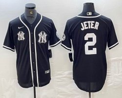 Nike New York Yankees #2 Derek Jeter black majestic baseball Jersey Joint name -BD 02