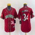 Women 2023 World Cup Mexico #34 Fernando Valenzuela red blank majestic baseball jerseys 06