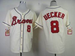 Atlanta Braves #8 UECKER throwback Cream MLB Jerseys