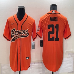 Nike Cleveland Browns #21 Denzel Ward orange baseball jerseys Joint name-BD