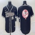 Nike New York Yankees blank black majestic baseball jerseys big logo -BD 01