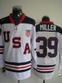 NHL #39 MILLER white usa olympic hockey jerseys