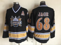 Washington Capitals #68 Jaromir Jagr black hockey jersey A patch