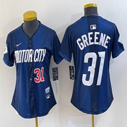 Women Nike Detroit Tigers #31 Riley Greene blue Majestic baseball jerseys city version 01