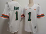 Miami Hurricanes #1 Cam Ward white College Football Jersey