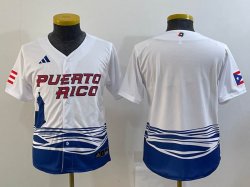 Youth Puerto Rico Baseball blank White 2023 World Baseball Classic Replica Player Jersey