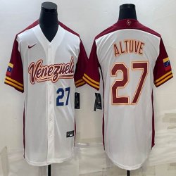 Majestic Venezuela Baseball #27 Jose Altuve White 2023 World Baseball Classic Replica Player Jersey 03