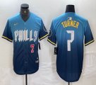 Nike Philadelphia Phillies #7 Trea Turner blue majestic baseball jerseys city version 03