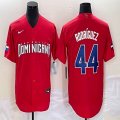 2023 World Cup Dominican Republic's #44 Alex Rodriguez red majestic baseball jerseys 06