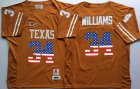 Texas Longhorns #34 Williams yellow usa flag college football jersey