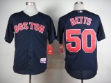 Authentic Boston Red Sox #50 Mookie Betts dark blue baseball Jersey