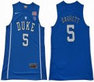 Duke Blue Devils #5 Barrett V Neck College Basketball Jersey - blue