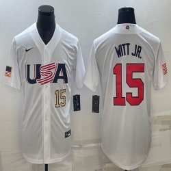 2023 World Cup #15 Bobby Witt Jr. white USA majestic baseball jerseys 03