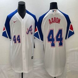 Nike Atlanta Braves #44 Hank Aaron white majestic baseball jerseys city version