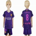 2016-2017 Barcelona Club A.INIESTA #8 purple kid soccer jerseys away