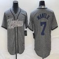 Nike New York Yankees #7 Mickey Mantle Hemp grey majestic baseball Jersey Joint name 02