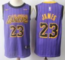 Nike Los Angeles Lakers #23 LeBron James purple basketball jersey -S8