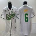 Nike Eagles #6 DeVonta Smith white baseball jerseys Joint name-BD 03