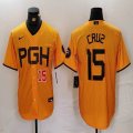 Nike Pittsburgh Pirates #15 Oneil Cruz yellow majestic baseball jerseys city version 02