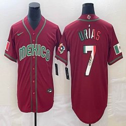 2023 World Cup Mexico #7 Julio Urias red majestic baseball jerseys 73