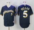 Milwaukee Brewers #5 Villar dark blue majestic mlb Jerseys