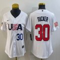 Youth 2023 World Cup #30 Kyle Tucker white USA majestic baseball jerseys 04