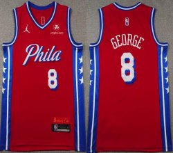 Nike Philadelphia 76ers #8 Paul George red basketball jerseys-HY