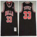 Chicago Bulls #33 Scottie Pippen black throwback red stripe NBA basketball Jersey-XD