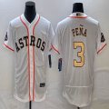 Nike Houston #3 Jeremy Pena white gold Flexbase Authentic Collection Jersey