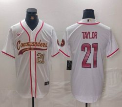 Washington Redskins #21 Sean Taylor white baseball jersey Joint Name 01