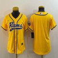 Women Nike Los Angeles Rams blank yellow baseball jerseys Joint name-BD