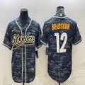 Nike Pittsburgh Steelers #12 Terry Bradshaw gray camo baseball jerseys Joint name-BD