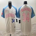 2023 World Cup Mexico #34 Fernando Valenzuela white skyblue majestic baseball jerseys-BD 06