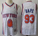 Bape #93 Mitchell & Ness Brand New York Knicks white NBA Jerseys-S8