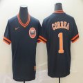 Nike Houston Astros #1 Carlos Correa dark blue throwback baseball jersey