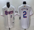 Nike Texas Rangers #2 Marcus Semien white majestic baseball jerseys Champion patch-BD 02