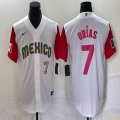 2023 World Cup Mexico #7 Julio Urias white red majestic baseball jerseys 53