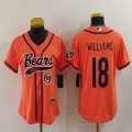 Youth Chicago Bears 18# Caleb Williams orange baseball jerseys Joint name-BD