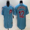 Nike Philadelphia Phillies #12 Kyle Schwarber skyblue throwback mlb jersey