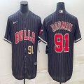 Nike Chicago Bulls #91 Dennis Rodman black baseball jerseys Joint name-BD 02