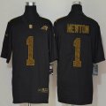 Custom Nike Panthers #1 Cam Newton Black Color Rush Limited Jerseys Flocking Leopard-WL