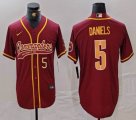 Washington Commanders #5 Jayden Daniels red baseball jersey Joint Name 01