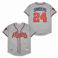 Atlanta Braves #24 Deion Sanders gray throwback 1992 baseball Jerseys-SG